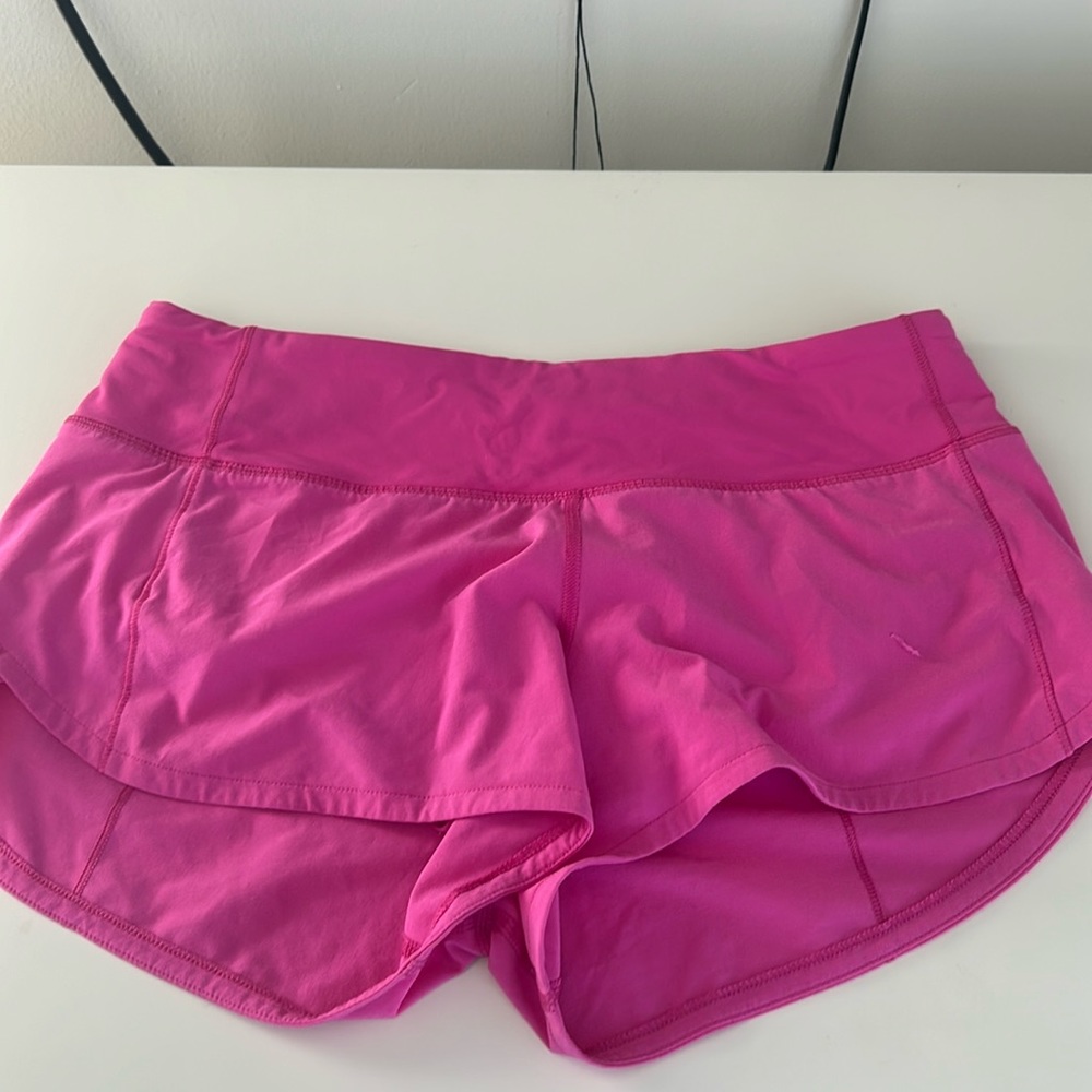 Pink Lululemon speed up shorts